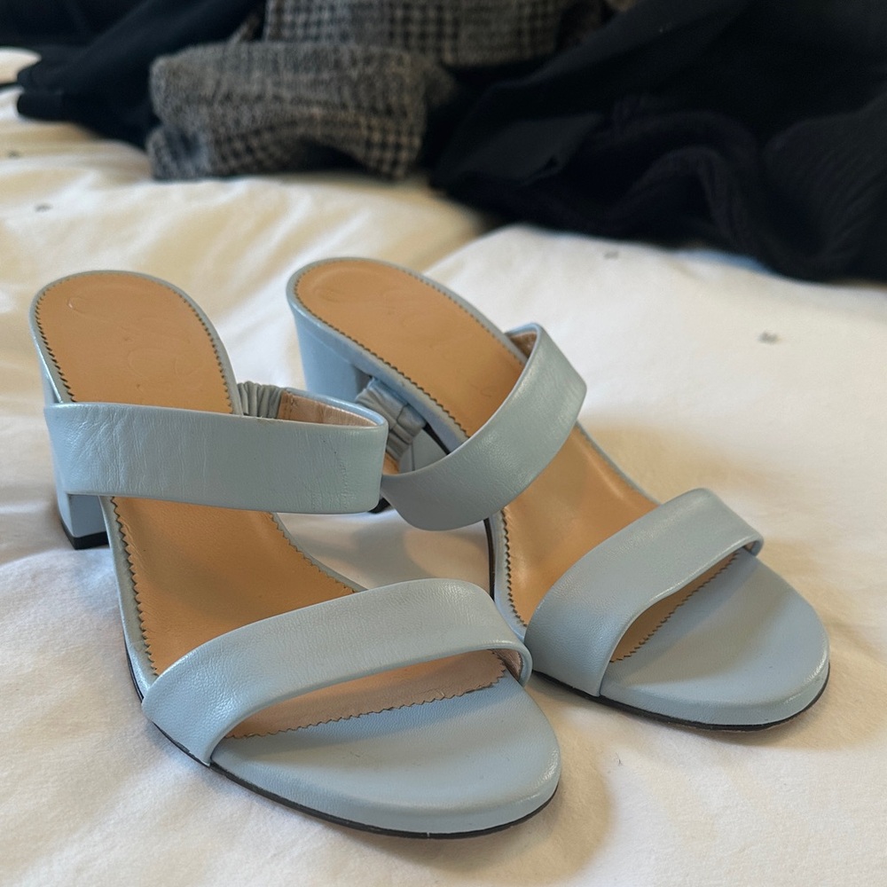 J. Crew Light Blue Block Heels 7.5